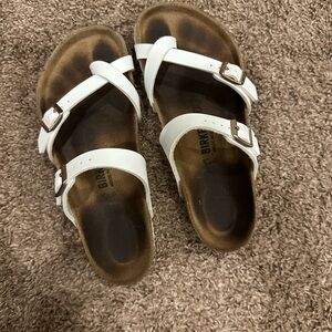 Birkenstock White and Brown Sandals